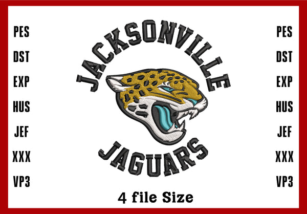 Jacksonville Jaguars Logo Embroidery, NFL football embroidery, Machine Embroidery Design, 4 File sizes- Instant Download & PDF File