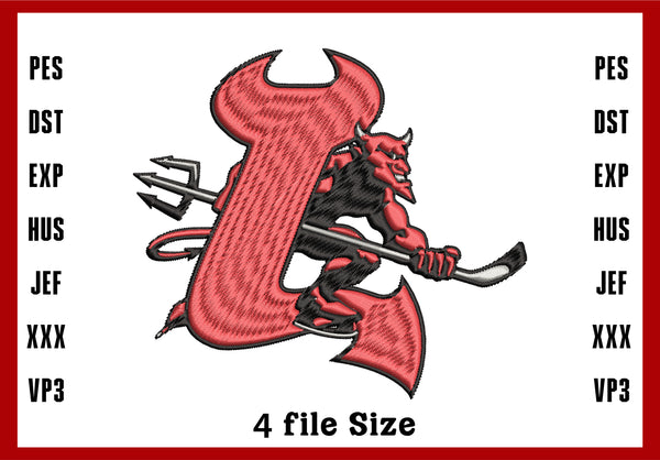 New Jersey Devils Logo Embroidery, NHL Logo Embroidery, Machine Embroidery Design, 4 File sizes- Instant Download & PDF File
