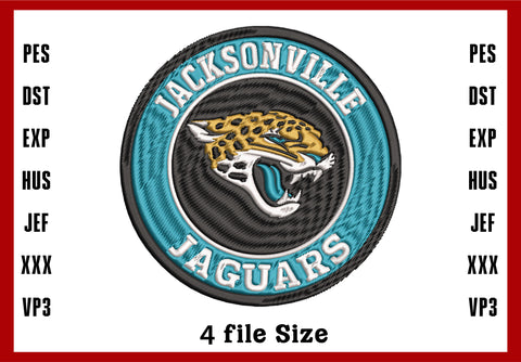 Jacksonville Jaguars Logo Embroidery, NFL football embroidery, Machine Embroidery Design, 4 File sizes- Instant Download & PDF File