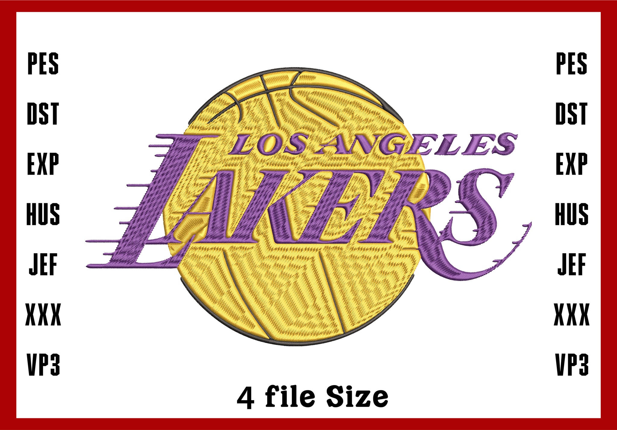 Los Angeles Lakers Logo Embroidery, NBA Basketball embroidery, Machine Embroidery Design, 4 File sizes- Instant Download & PDF File