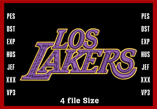 Lhakes Lettering Design Los Angeles Lakers Logo Embroidery, NBA Basketball embroidery, Machine ...