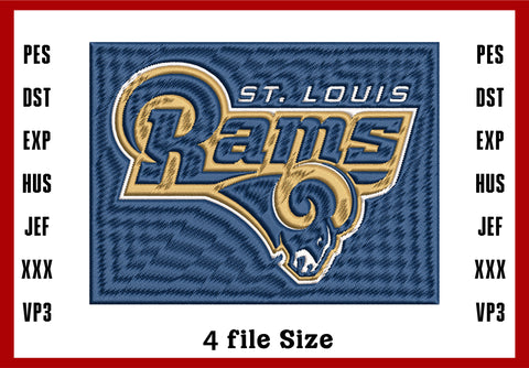 Los Angeles Rams Logo Embroidery, NFL football embroidery, Machine Embroidery Design, 4 File sizes- Instant Download & PDF File