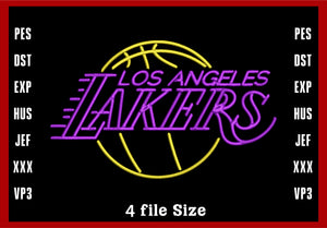 Los Angeles Lakers Logo Embroidery, NBA Basketball embroidery, Machine Embroidery Design, 4 File sizes- Instant Download & PDF File