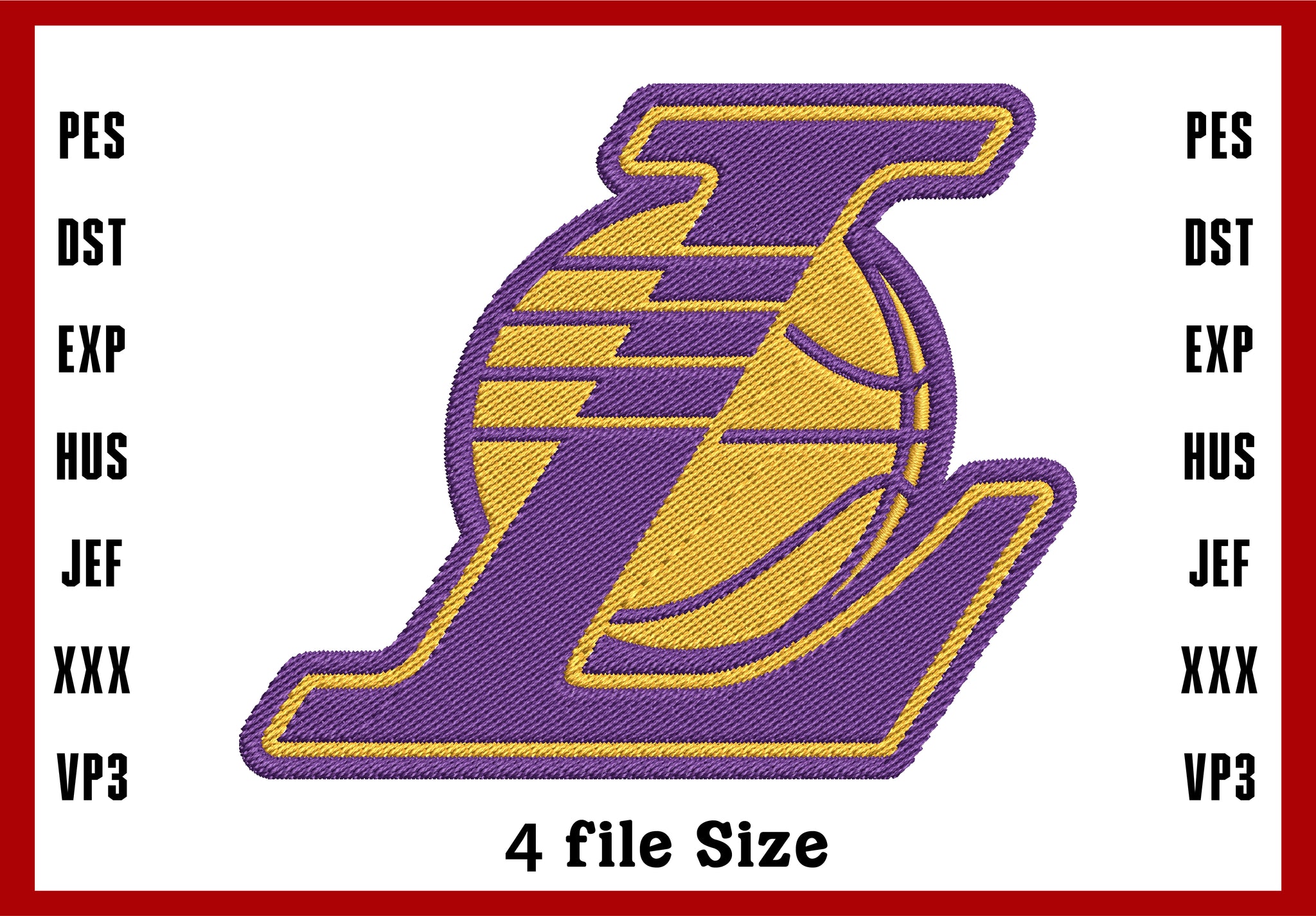 Los Angeles Lakers Logo Embroidery, NBA Basketball embroidery, Machine Embroidery Design, 4 File sizes- Instant Download & PDF File