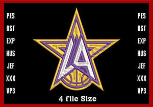 Los Angeles Lakers Logo Embroidery, NBA Basketball embroidery, Machine Embroidery Design, 4 File sizes- Instant Download & PDF File