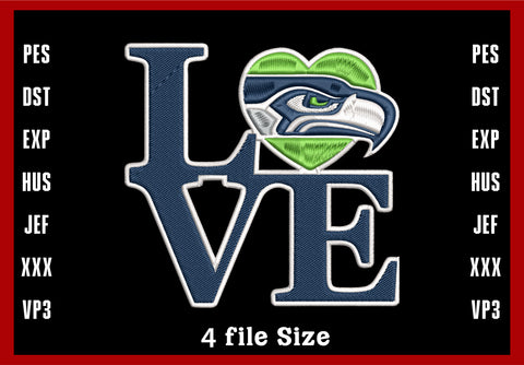 Seattle Seahawks Logo Embroidery, NFL football embroidery, Machine Embroidery Design, 4 File sizes- Instant Download & PDF File