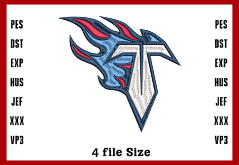 Tennessee Titans Logo Embroidery, NFL football embroidery, Machine Embroidery Design, 4 File sizes- Instant Download & PDF File