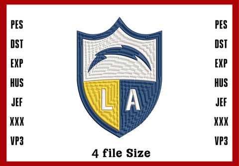 Los Angeles Chargers Logo Embroidery, NFL football embroidery, Machine Embroidery Design, 4 File sizes- Instant Download & PDF File