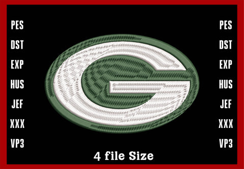 Green Bay Packers Logo Embroidery, NFL football embroidery, Machine Embroidery Design, 4 File sizes- Instant Download & PDF File