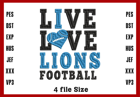 Detroit Lions Logo Embroidery, NFL football embroidery, Machine Embroidery Design, 4 File sizes- Instant Download & PDF File