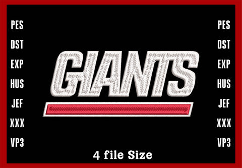 New York Giants Embroidery, NFL football embroidery, Machine Embroidery Design, 4 File sizes- Instant Download & PDF File