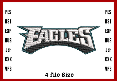 Philadelphia Eagles Logo Embroidery, NFL football embroidery, Machine Embroidery Design, 4 File sizes- Instant Download & PDF File