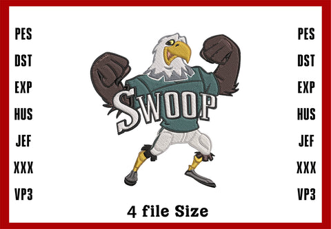 Swoop, Philadelphia Eagles Logo Embroidery, NFL football embroidery, Machine Embroidery Design, 4 File sizes- Instant Download & PDF File