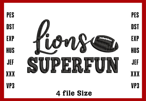 Detroit Lions Superfan Logo Embroidery, NFL football embroidery, Machine Embroidery Design, 4 File sizes- Instant Download & PDF File