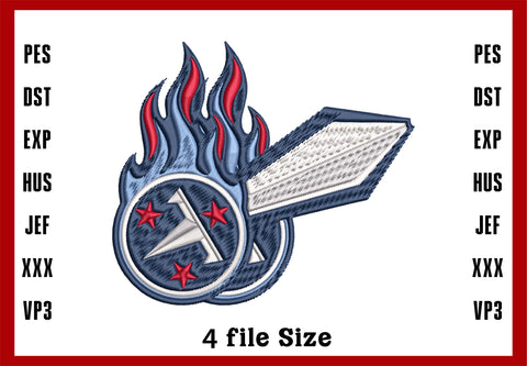 Tennessee Titans Logo Embroidery, NFL football embroidery, Machine Embroidery Design, 4 File sizes- Instant Download & PDF File