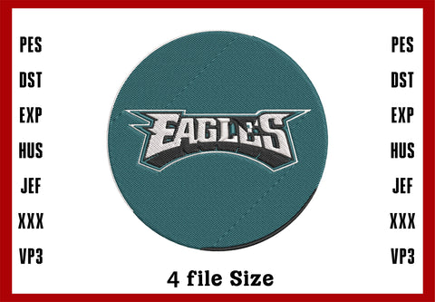 Philadelphia Eagles Logo Embroidery, NFL football embroidery, Machine Embroidery Design, 4 File sizes- Instant Download & PDF File