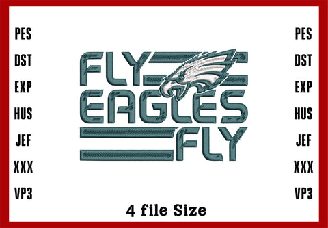 Fly Eagles, Philadelphia Eagles Logo Embroidery, NFL football embroidery, Machine Embroidery Design, 4 File sizes- Instant Download & PDF File