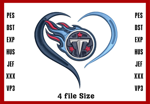 Love Tennessee Titans Logo Embroidery, NFL football embroidery, Machine Embroidery Design, 4 File sizes- Instant Download & PDF File