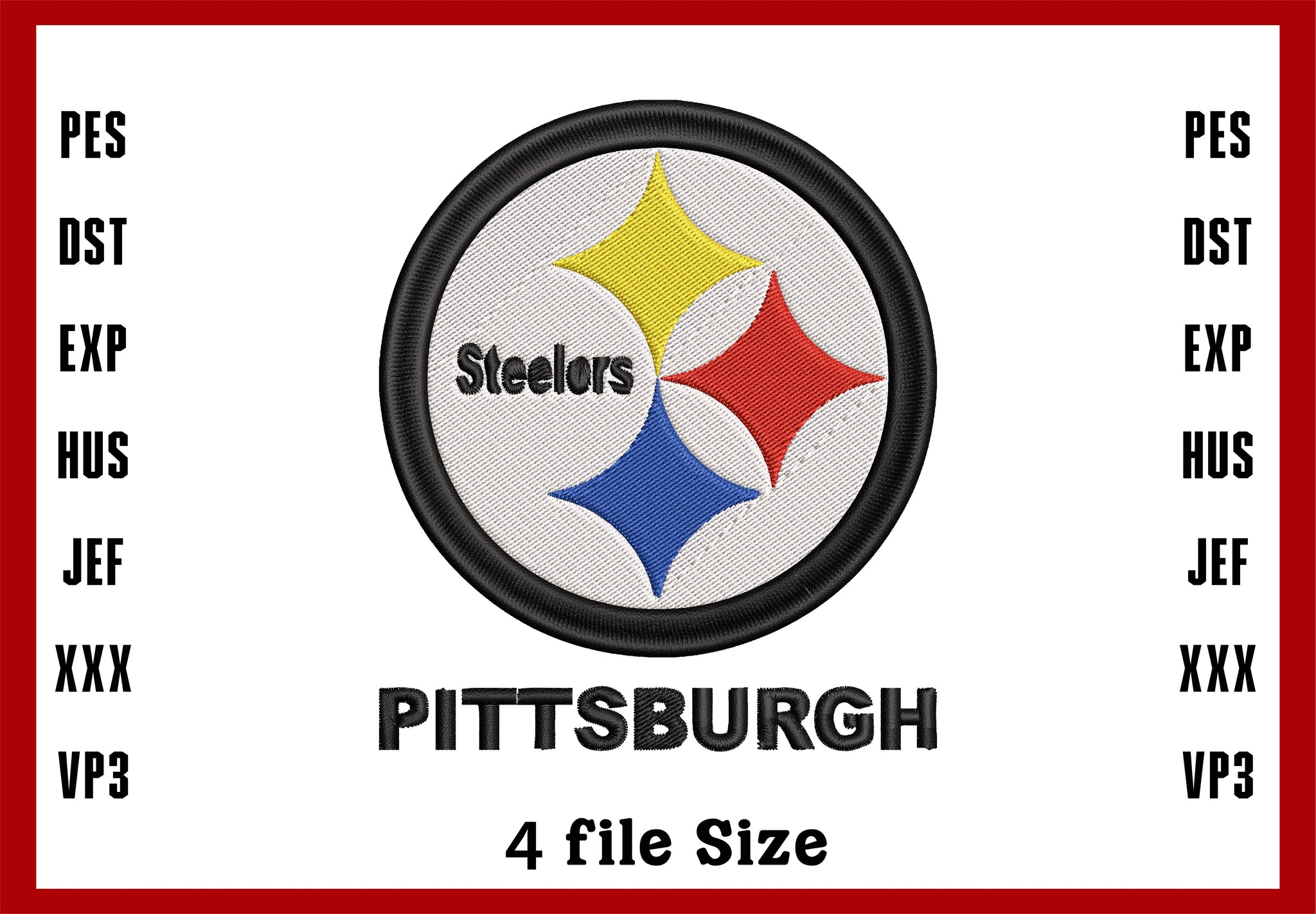 Pittsburgh Steelers Logo Embroidery, NFL football embroidery, Machine Embroidery Design, 4 File sizes- Instant Download & PDF File