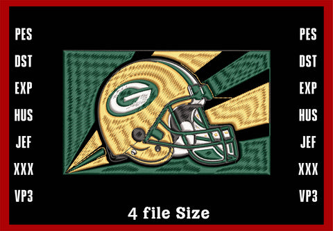 Green Bay Packers Logo Embroidery, NFL football embroidery, Machine Embroidery Design, 4 File sizes- Instant Download & PDF File