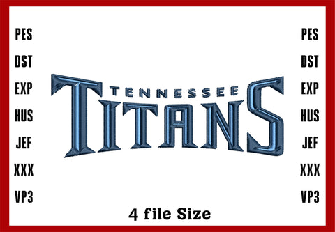 Tennessee Titans Logo Embroidery, NFL football embroidery, Machine Embroidery Design, 4 File sizes- Instant Download & PDF File
