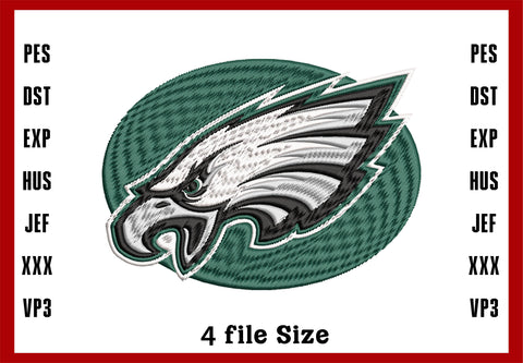 Philadelphia Eagles Logo Embroidery, NFL football embroidery, Machine Embroidery Design, 4 File sizes- Instant Download & PDF File