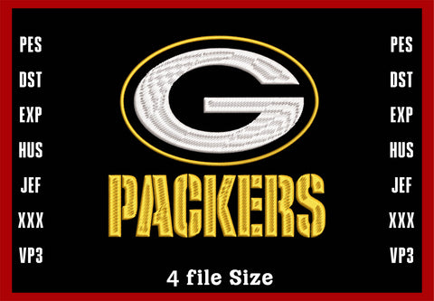 Green Bay Packers Logo Embroidery, NFL football embroidery, Machine Embroidery Design, 4 File sizes- Instant Download & PDF File