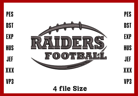 Raiders Football Embroidery, NFL football embroidery, Machine Embroidery Design, 4 File sizes- Instant Download & PDF File