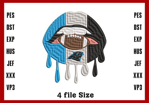 Carolina Panthers Lips Logo Embroidery, NFL football embroidery, Machine Embroidery Design, 4 File sizes- Instant Download & PDF File