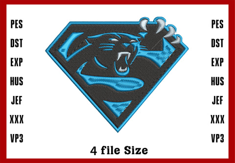 Carolina Panthers Logo Embroidery, NFL football embroidery, Machine Embroidery Design, 4 File sizes- Instant Download & PDF File