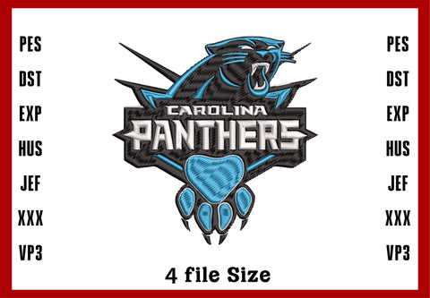 Carolina Panthers Logo Embroidery, NFL football embroidery, Machine Embroidery Design, 4 File sizes- Instant Download & PDF File