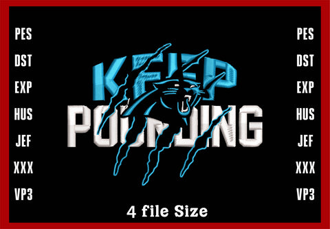 Scratch Keep Pounding, Carolina Panthers Logo Embroidery, NFL football embroidery, Machine Embroidery Design, 4 File sizes- Instant Download & PDF File