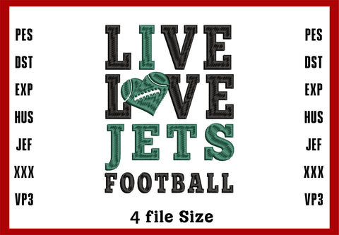 New York Jets Logo Embroidery, NFL football embroidery, Machine Embroidery Design, 4 File sizes- Instant Download & PDF File