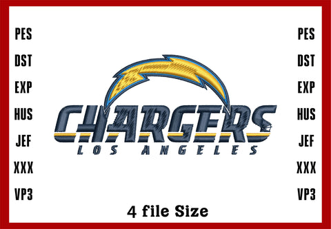 Los Angeles Chargers Logo Embroidery, NFL football embroidery, Machine Embroidery Design, 4 File sizes- Instant Download & PDF File