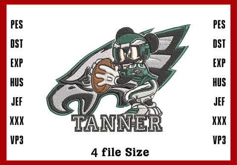 Tanner, Philadelphia Eagles Logo Embroidery, NFL football embroidery, Machine Embroidery Design, 4 File sizes- Instant Download & PDF File