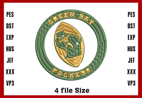 Green Bay Packers Logo Embroidery, NFL football embroidery, Machine Embroidery Design, 4 File sizes- Instant Download & PDF File