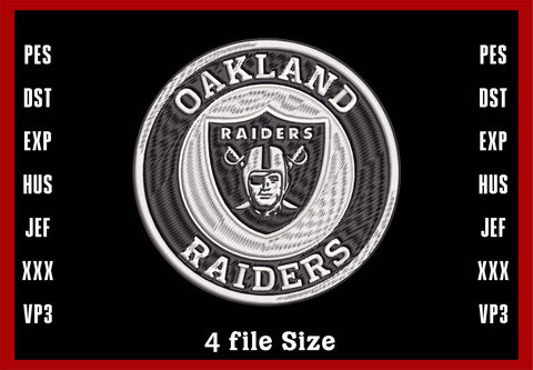 Oakland Raiders Embroidery, Las Vegas Raiders Logo Embroidery, NFL football embroidery, Machine Embroidery Design, 4 File sizes- Instant Download & PDF File