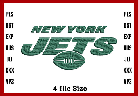 New York Jets Logo Embroidery, NFL football embroidery, Machine Embroidery Design, 4 File sizes- Instant Download & PDF File