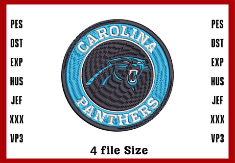 Carolina Panthers Logo Embroidery, NFL football embroidery, Machine Embroidery Design, 4 File sizes- Instant Download & PDF File