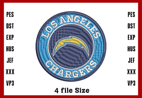 Los Angeles Chargers Logo Embroidery, NFL football embroidery, Machine Embroidery Design, 4 File sizes- Instant Download & PDF File