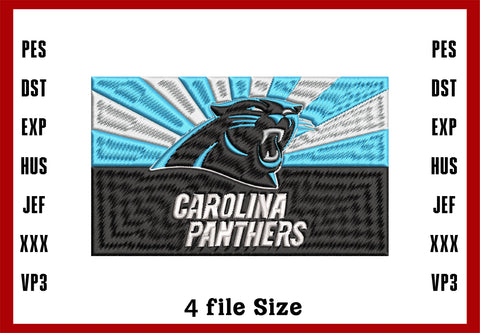 Carolina Panthers Logo Embroidery, NFL football embroidery, Machine Embroidery Design, 4 File sizes- Instant Download & PDF File