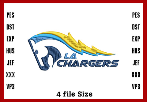 Los Angeles Chargers Logo Embroidery, NFL football embroidery, Machine Embroidery Design, 4 File sizes- Instant Download & PDF File