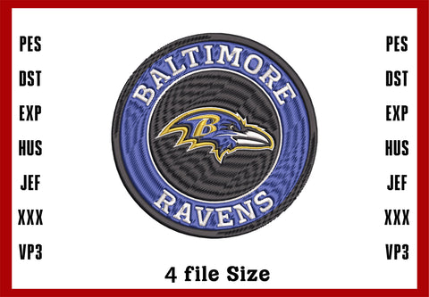 Baltimore Ravens Logo Embroidery, NFL football embroidery, Machine Embroidery Design, 4 File sizes- Instant Download & PDF File