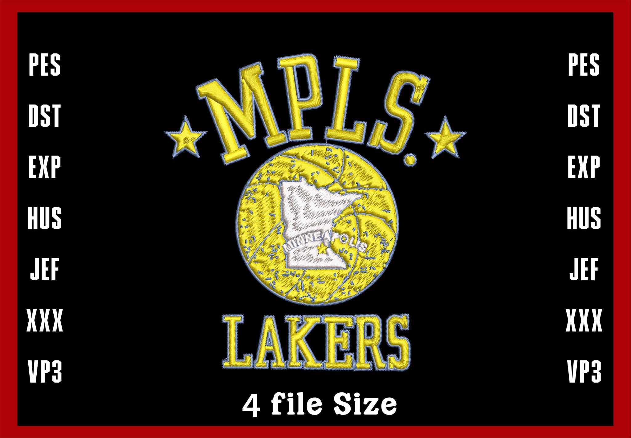 Los Angeles Lakers Logo Embroidery, NBA Basketball embroidery, Machine Embroidery Design, 4 File sizes- Instant Download & PDF File