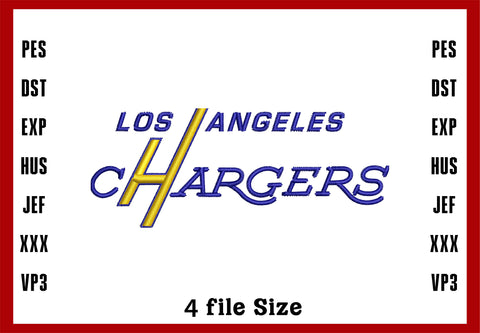 Los Angeles Chargers Logo Embroidery, NFL football embroidery, Machine Embroidery Design, 4 File sizes- Instant Download & PDF File