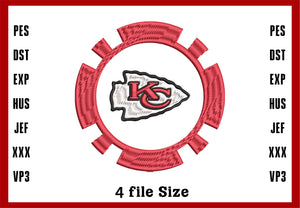 Kansas City Chiefs Logo Embroidery, Kansas City Chiefs Embroidery, NFL football embroidery, Machine Embroidery Design, 4 File sizes- Instant Download & PDF File