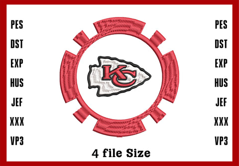 Kansas City Chiefs Logo Embroidery, Kansas City Chiefs Embroidery, NFL football embroidery, Machine Embroidery Design, 4 File sizes- Instant Download & PDF File