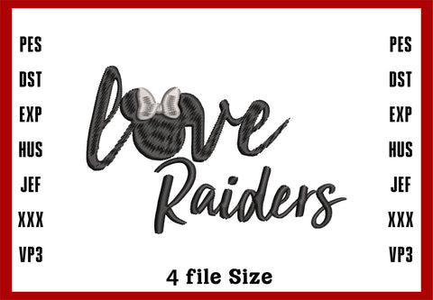 Love Riders, Las Vegas Raiders Logo Embroidery, NFL football embroidery, Machine Embroidery Design, 4 File sizes- Instant Download & PDF File