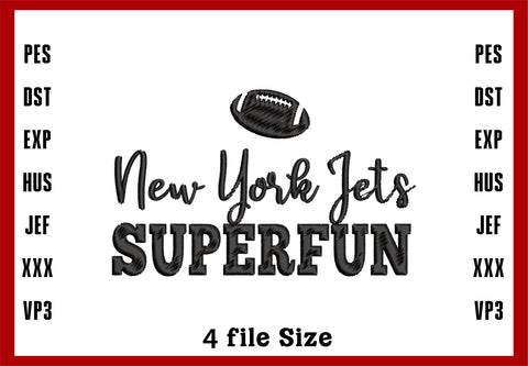 New York Jets Superfan Logo Embroidery, NFL football embroidery, Machine Embroidery Design, 4 File sizes- Instant Download & PDF File