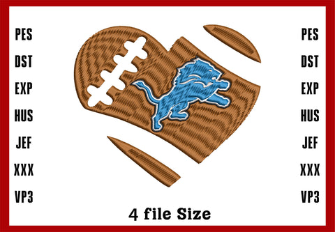 Detroit Lions Logo Embroidery, NFL football embroidery, Machine Embroidery Design, 4 File sizes- Instant Download & PDF File